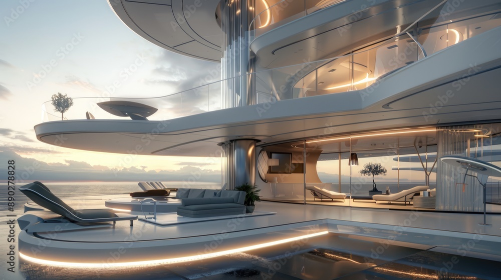 A futuristic, rotating tower house with panoramic views, sleek design, and high-tech amenities. A futuristic, rotating tower house with panoramic views, sleek design, and high-tech amenities.