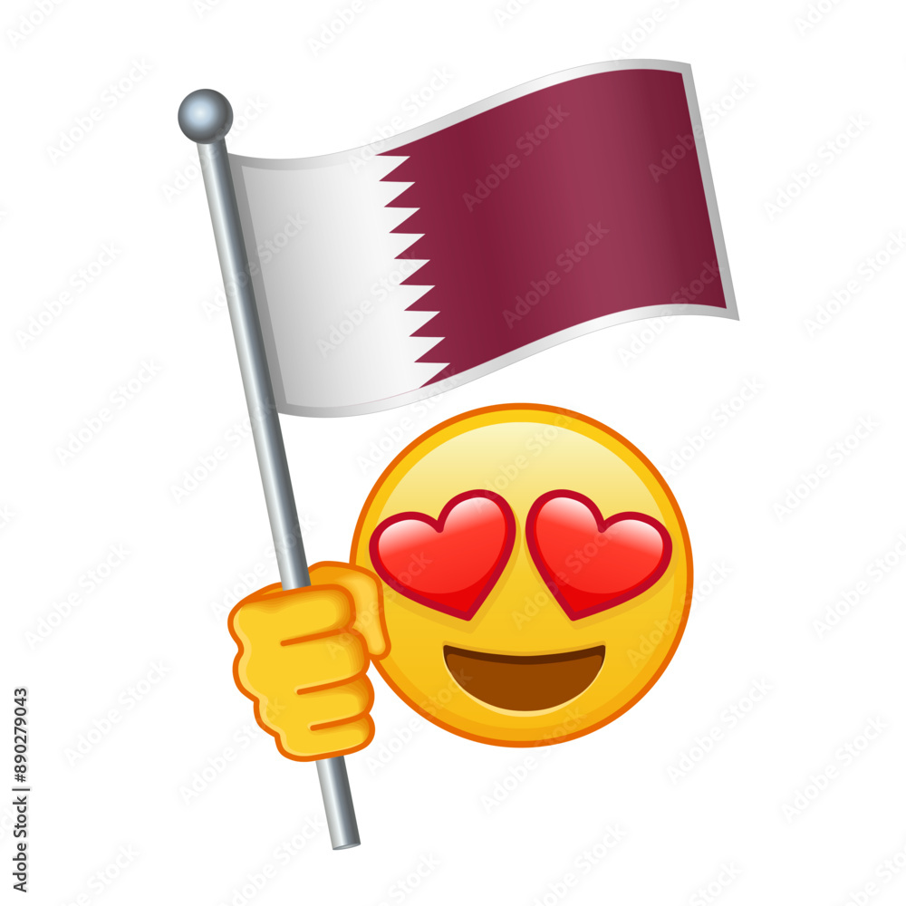 Emoji with Qatar flag Large size of yellow emoji smile Emoji with Qatar flag Large size of yellow emoji smile