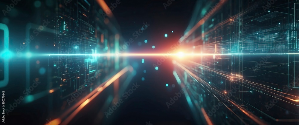 A futuristic digital tunnel evoking speed and energy, perfect for tech, innovation, or science-related themes. A futuristic digital tunnel evoking speed and energy, perfect for tech, innovation, or science-related themes.