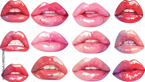 glossy lips watercolor clipart