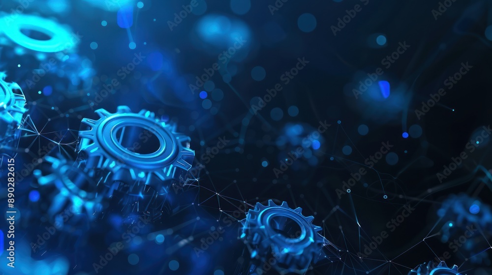 Obraz premium Blue Cogs and Network Abstract Background