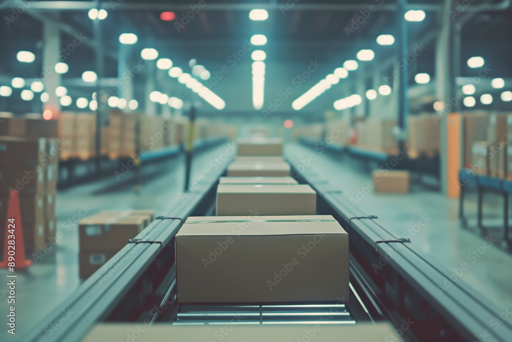 Fototapeta premium Streamlined Parcel Movement in Warehouse