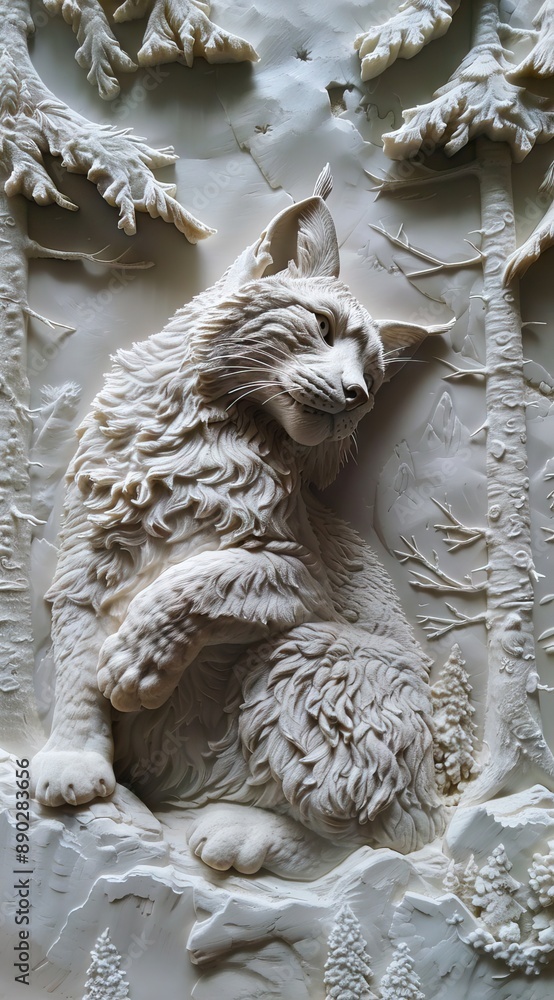 Beautiful fox 3d relief wallpaper. Mural wallpaper. Wall art. AI generated illustration Beautiful fox 3d relief wallpaper. Mural wallpaper. Wall art. AI generated illustration