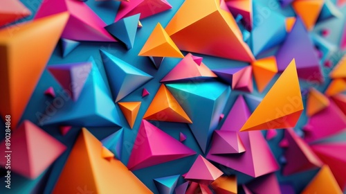 Abstract 3D Colorful Geometric Shapes