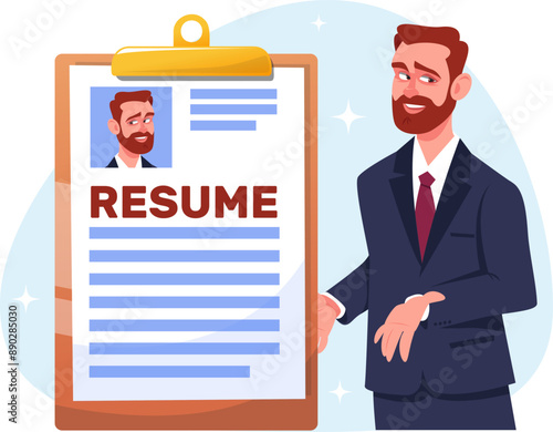 male businessman gives his resume when applying for a job