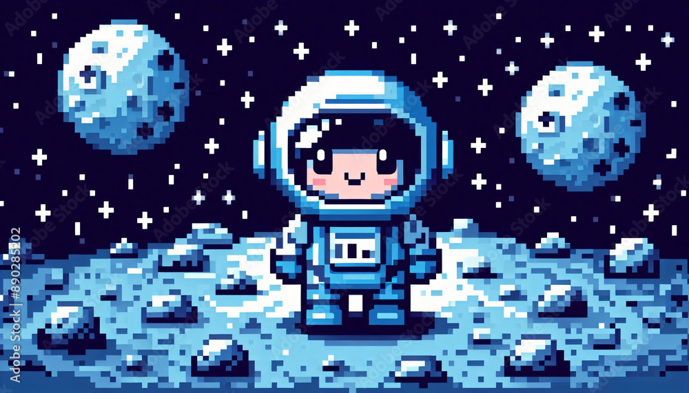 Fototapeta premium Pixel Art Astronaut on the Moon