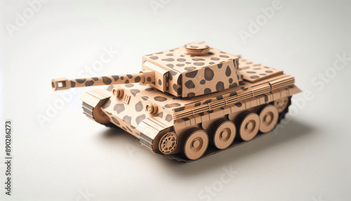 3D Render of Cardboard Toy Tank Model