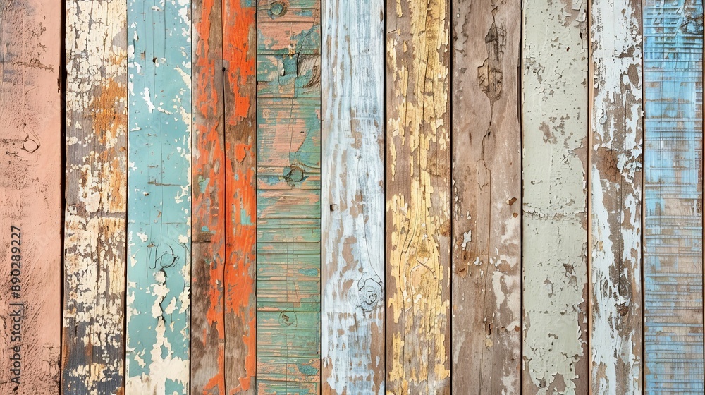 Weathered wooden planks with peeling paint for a vintage background Weathered wooden planks with peeling paint for a vintage background