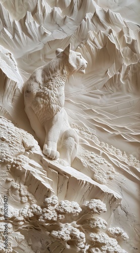 3d puma Wallpaper Background golden art for digital printing wallpaper, mural, custom design wallpaper. AI generated illustration