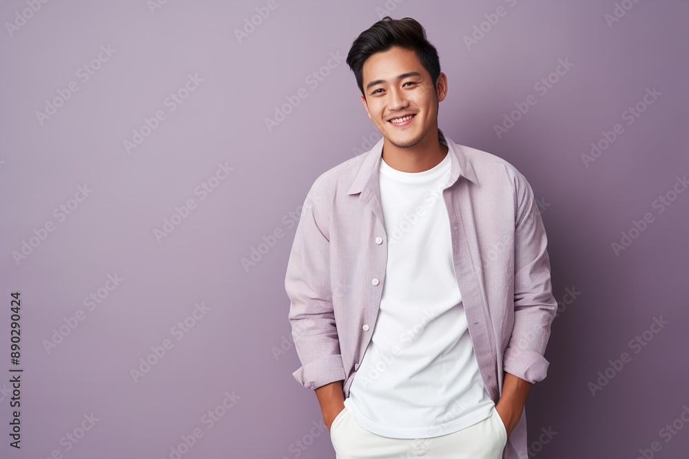 A man in a white shirt and a purple shirt is smiling A man in a white shirt and a purple shirt is smiling