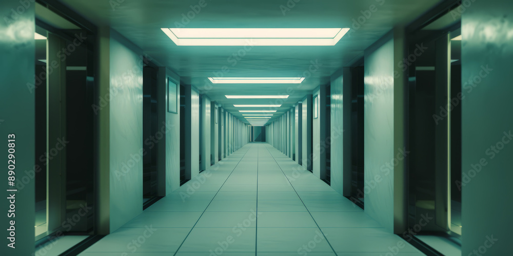A play on perspective, showing a corridor of repeating doors or windows leading to infinity. A play on perspective, showing a corridor of repeating doors or windows leading to infinity.