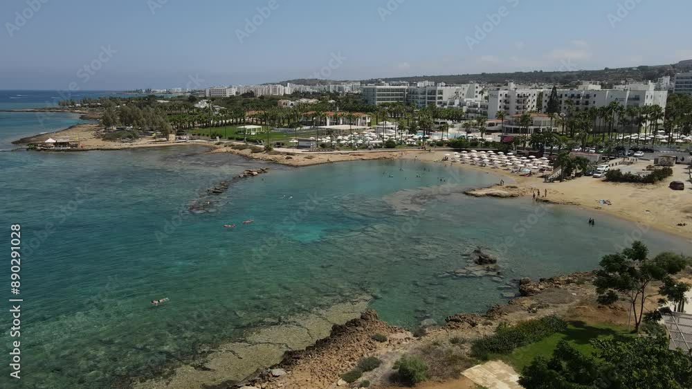 Aerial video over the beaches in Protaras Cyprus Aerial video over the beaches in Protaras Cyprus
