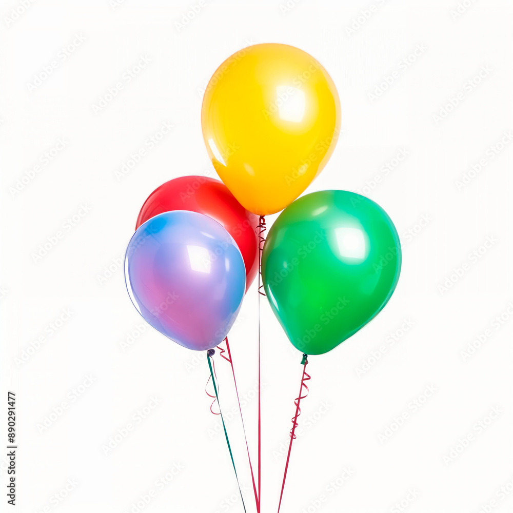 Bright and colorful balloons isolated on white background.