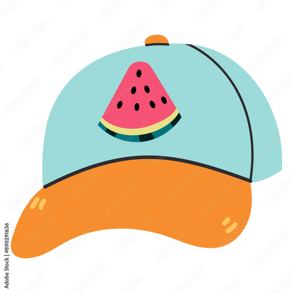 Baseball cap vector illustration. Hat clipart. Summer element. Cartoon flat vector isolated on white background. Baseball cap vector illustration. Hat clipart. Summer element. Cartoon flat vector isolated on white background.