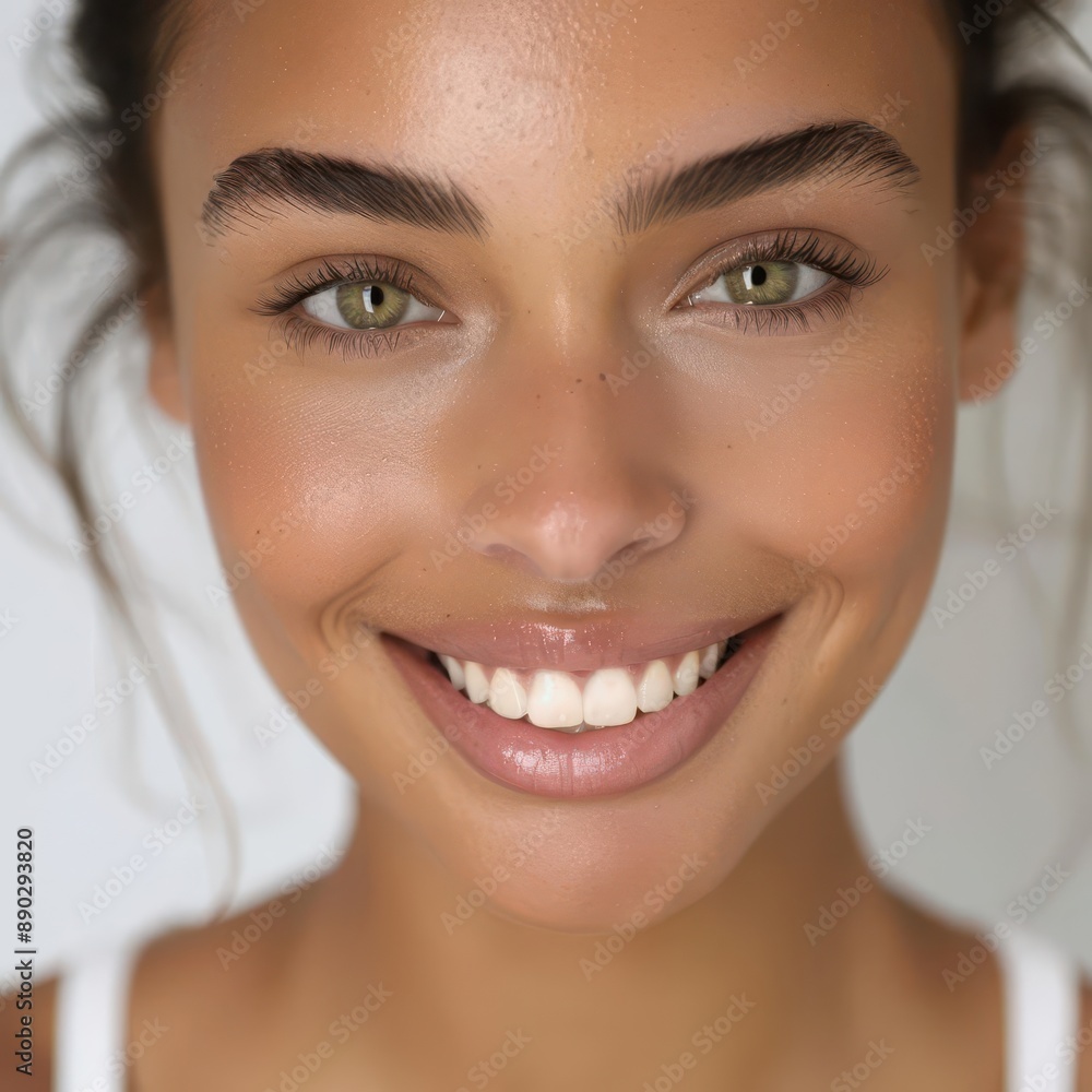 captivating closeup portrait of diverse woman with radiant smile flawless skin glowing against pure white backdrop eyes sparkle with confidence and warmth embodying beauty in all forms captivating closeup portrait of diverse woman with radiant smile flawless skin glowing against pure white backdrop eyes sparkle with confidence and warmth embodying beauty in all forms