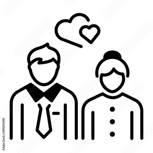 A romantic couple, line style icon