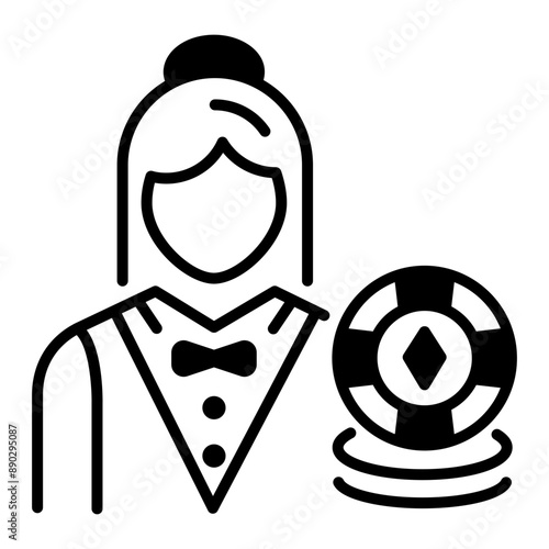 Casino croupier icon in line style