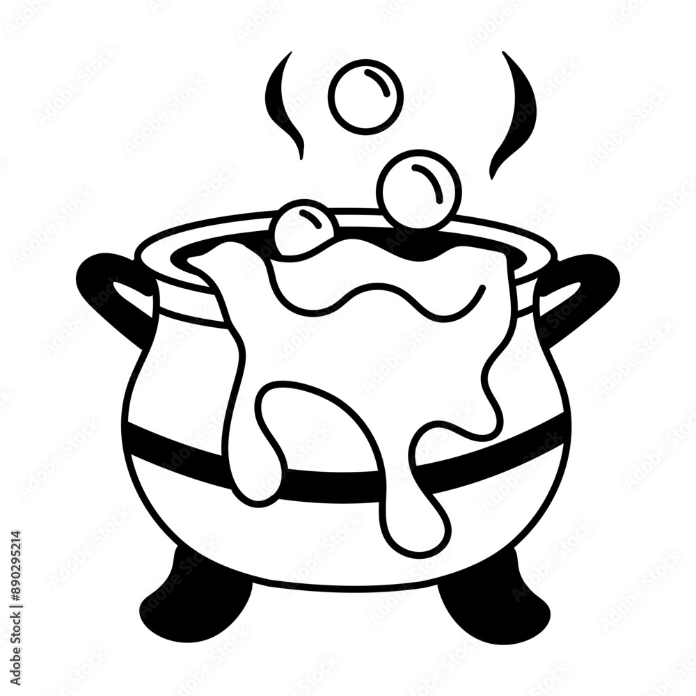 A doodle style icon of magic cauldron A doodle style icon of magic cauldron