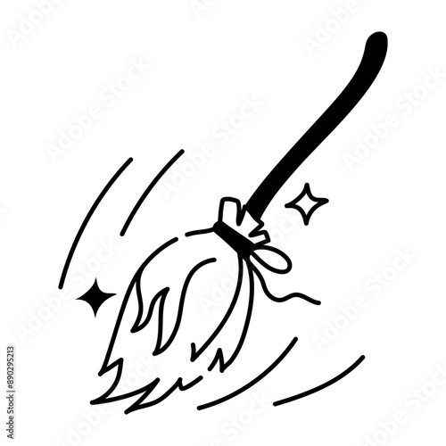 A doodle icon of witch broom 