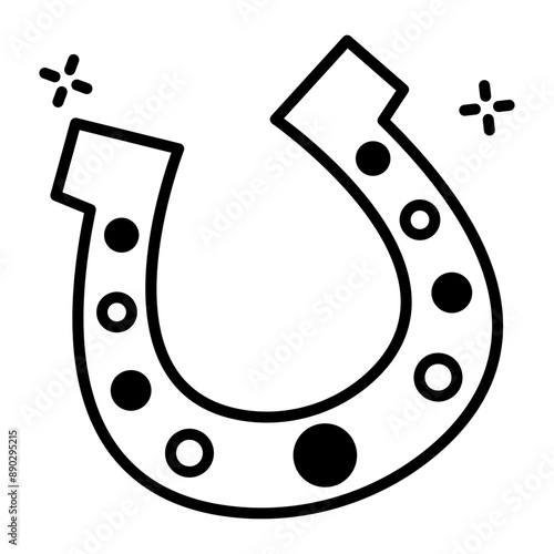 A linear icon of horseshoe