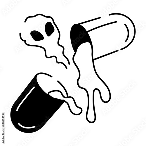 A hand drawn icon of death capsule 