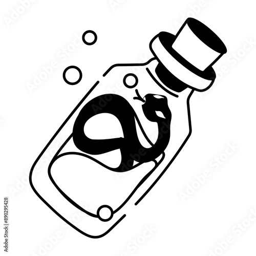 A hand drawn icon of snake poison bottle 