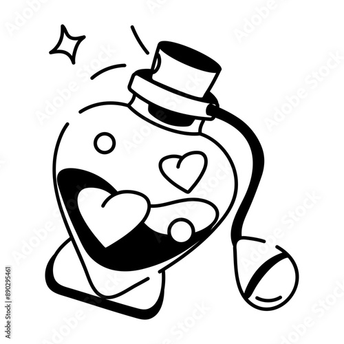 A hand drawn icon of lovely perfume bottle 