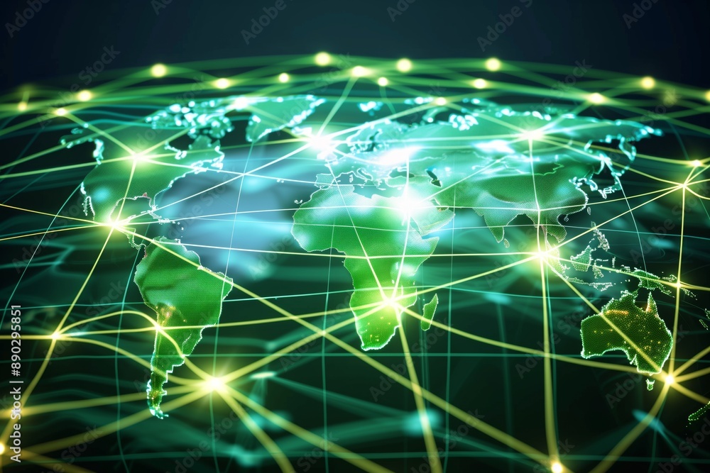 Fototapeta premium The global communications network facilitates international trade.