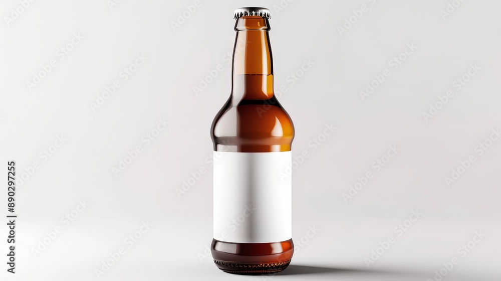 Dark brown ale, cider, or soft drink bottle with placeholder label against a white background. Perfect for adding your own design. Dark brown ale, cider, or soft drink bottle with placeholder label against a white background. Perfect for adding your own design.