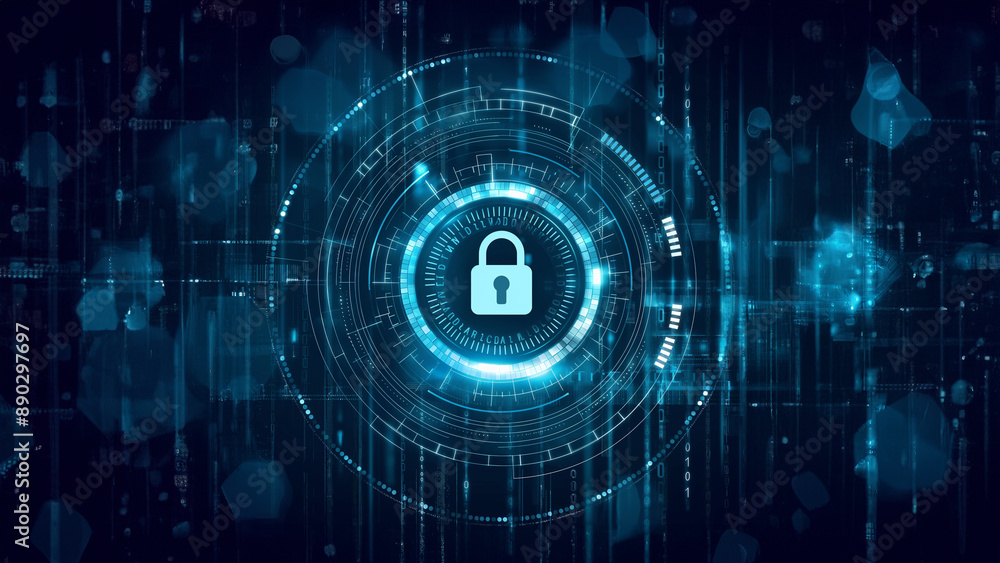 Obraz premium Ein Symbol für Datensicherheit in der Mitte des Bildes, Konzept WEB 3.0