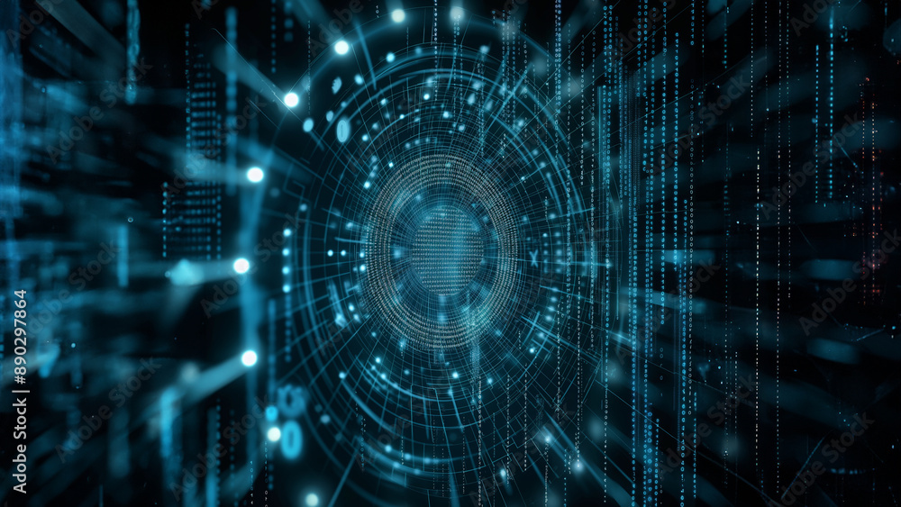 Obraz premium Ein Symbol für Datensicherheit in der Mitte des Bildes, Konzept WEB 3.0