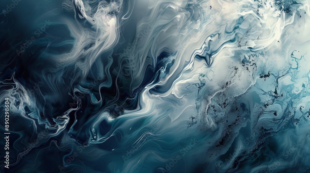Obraz premium Ethereal abstract art, characterized by fluid, silky waves, evokes a sense of tranquility and fluidity. 