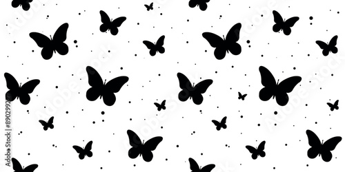 Seamless butterfly pattern. A repetitive cute background with hand-drawn butterflies. The repetitive design of modern colors for prints. pink design for a girl. A simple pattern of print, paper