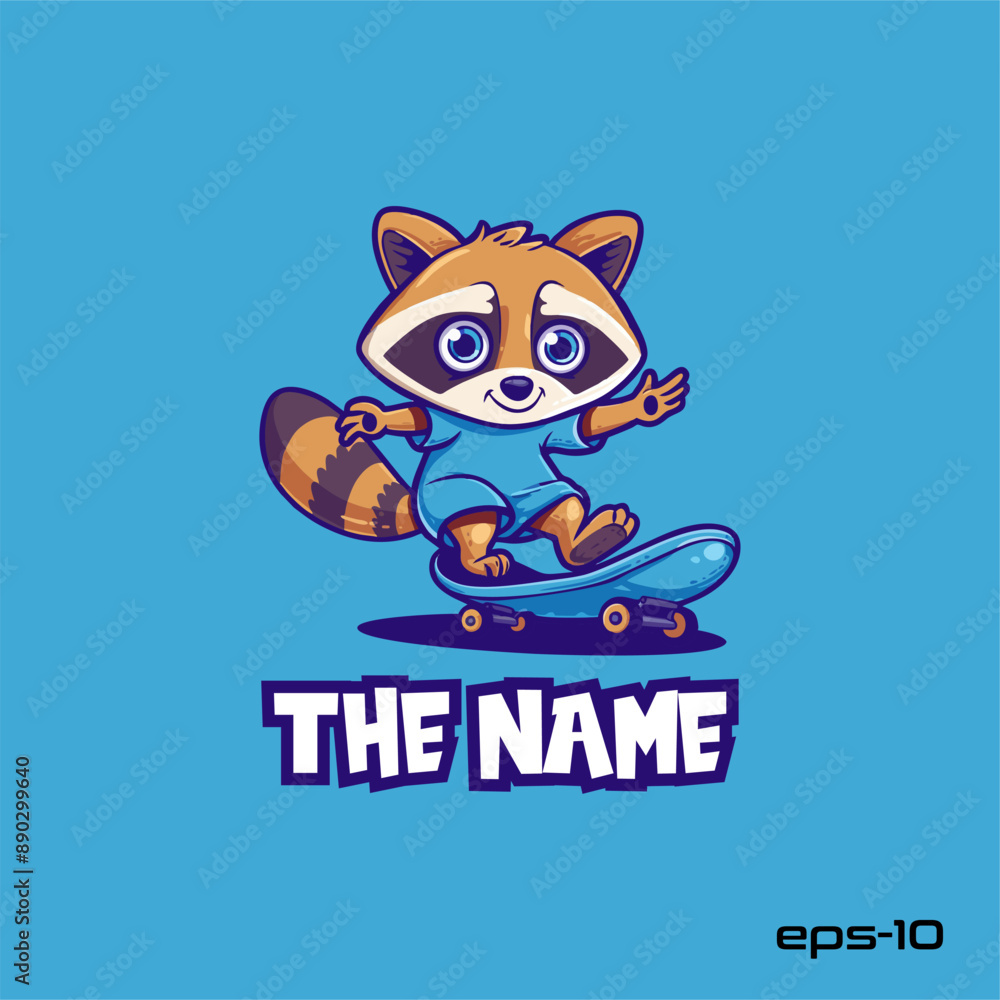 Skate raccoon animal, character, vector, illustration, eps 10, mascot, logo, cute Skate raccoon animal, character, vector, illustration, eps 10, mascot, logo, cute