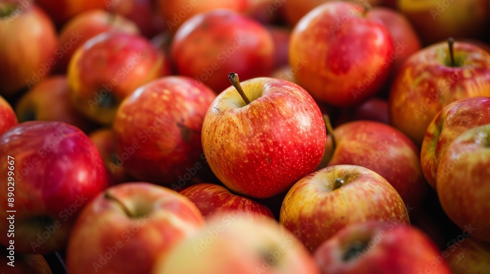 Fresh red apples in a market display Fresh red apples in a market display