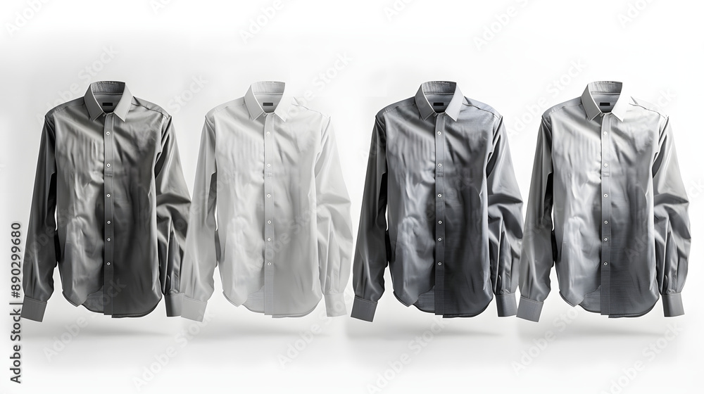 Men s shirt collection with gray cloth texture on white background Men s shirt collection with gray cloth texture on white background