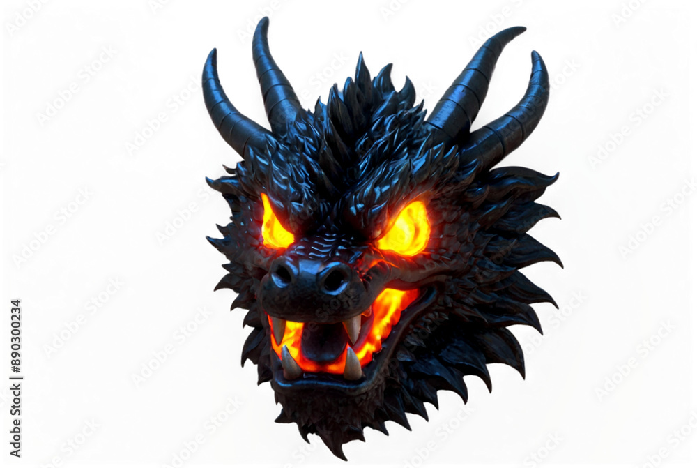 Foto de Generative Ai illustration of Fire chinese dragon head with ...