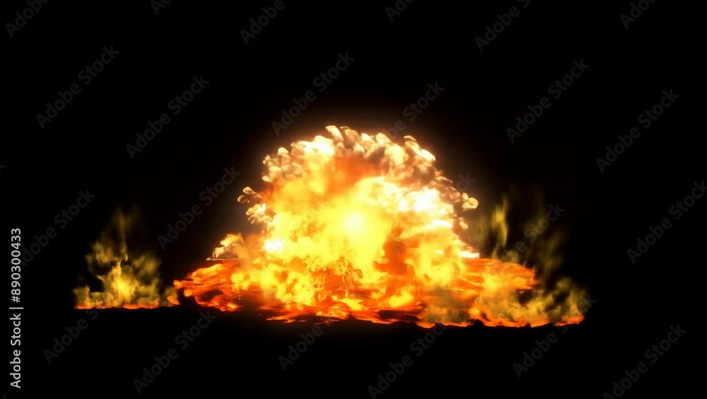 High-Definition Animation of Massive Blast on Black Background High-Definition Animation of Massive Blast on Black Background