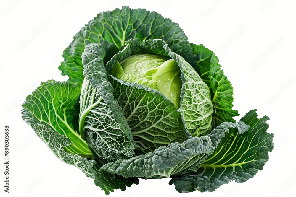Obraz premium Fresh green cabbage on a white background