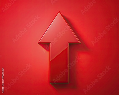 Vibrant bold red arrow icon stands out against a bright red background, symbolizing direction, energy, and momentum in a modern and attention-grabbing visual.