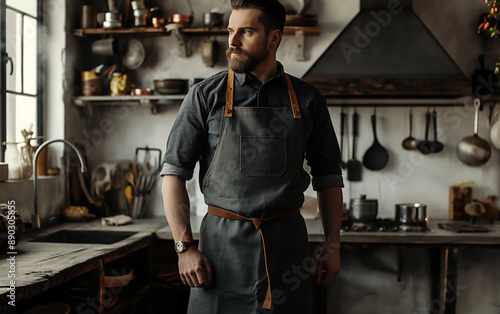 Chef kitchen apron. Chef cook in a uniform photo