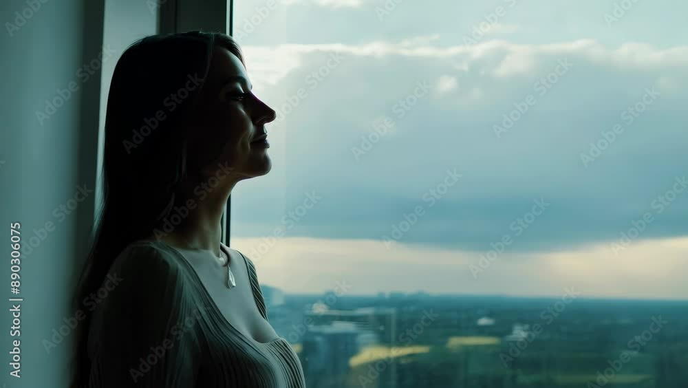 Frustrated Beautiful Woman Sitting on Bed with Bright Window Background Frustrated Beautiful Woman Sitting on Bed with Bright Window Background