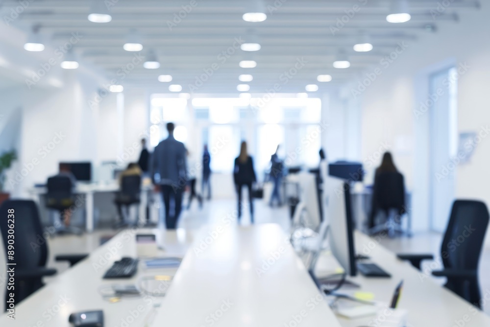 office in white blurry background subtle people blurry. ai generative office in white blurry background subtle people blurry. ai generative
