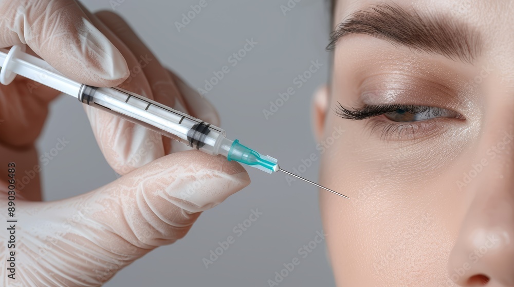 Close-up of a woman receiving a cosmetic injection Close-up of a woman receiving a cosmetic injection