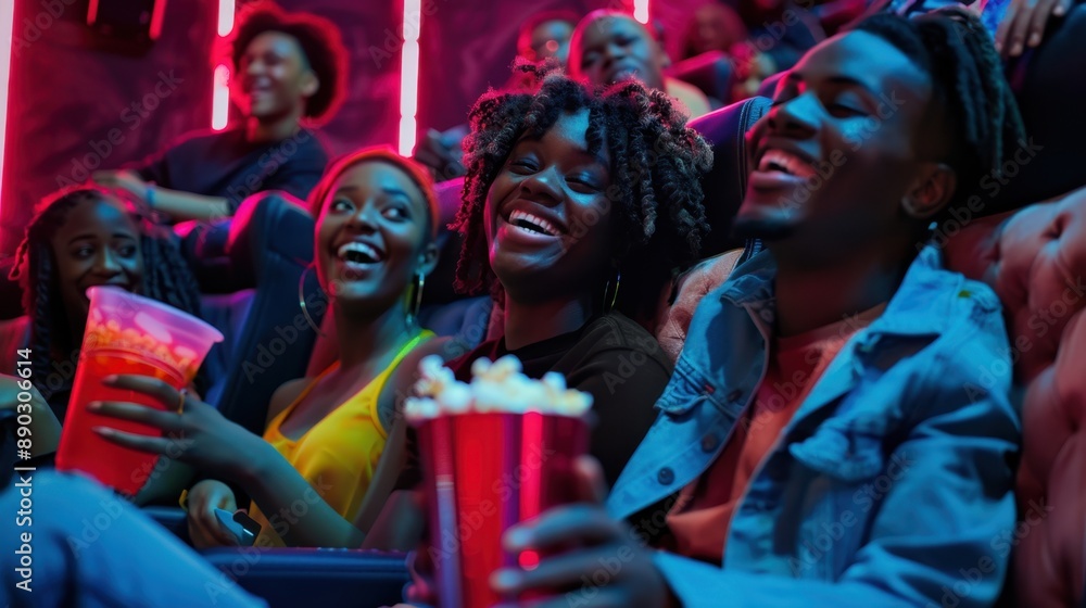 Fototapeta premium Friends Enjoying Movie Night
