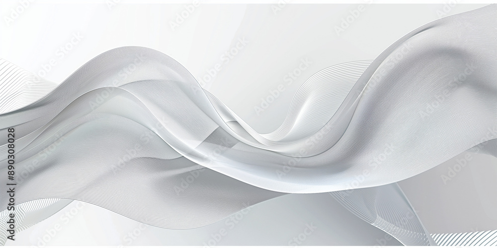 Fototapeta premium Grey white abstract background with 3d abstract wave element. Digital frequency track equalizer. Lines wave abstract stripe design. Abstract wave element for design 