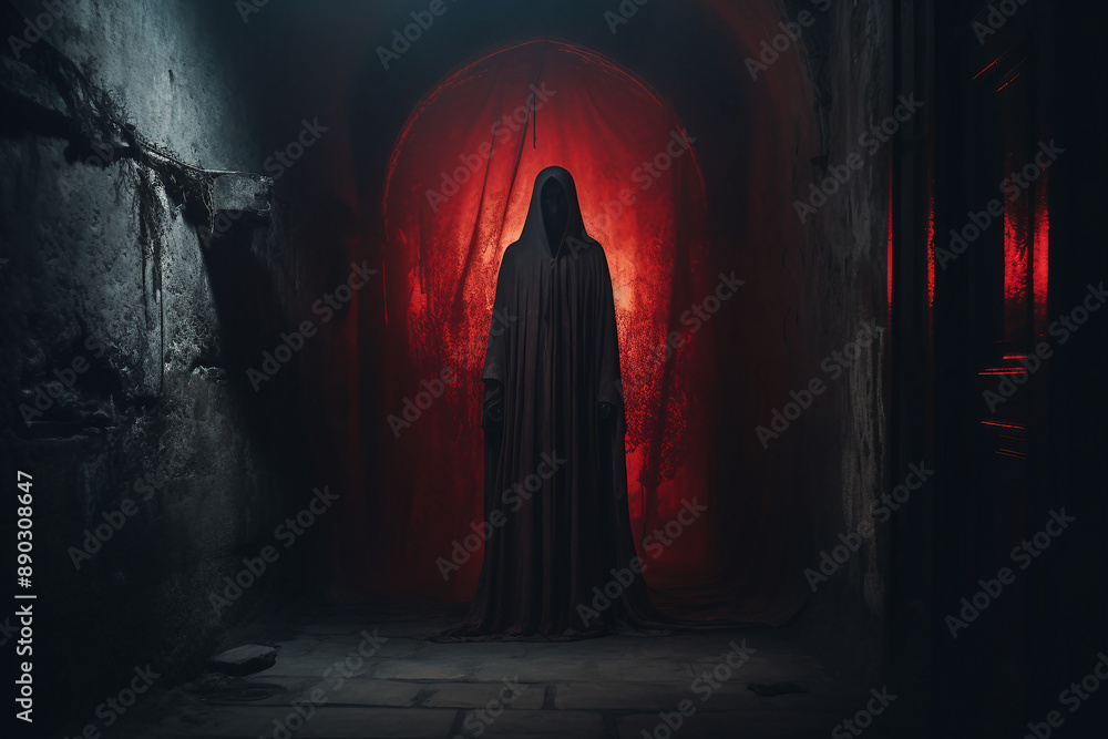 AI generated picture of creepy scary dead character ghost at the cemetery AI generated picture of creepy scary dead character ghost at the cemetery