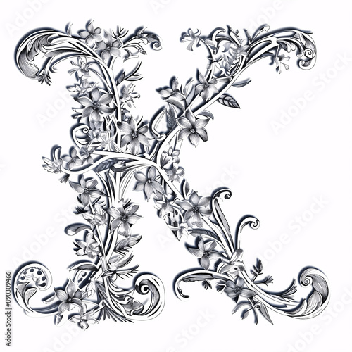 Wallpaper Mural the text letter "K" made of intricate floral patterns Torontodigital.ca