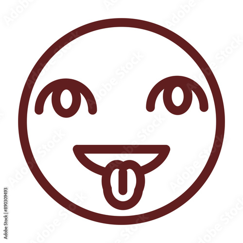 emoji Tongue Out Vector Line Maroon Icon Design