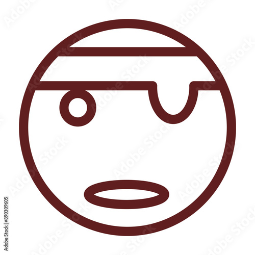 emoji pirate Vector Line Maroon Icon Design